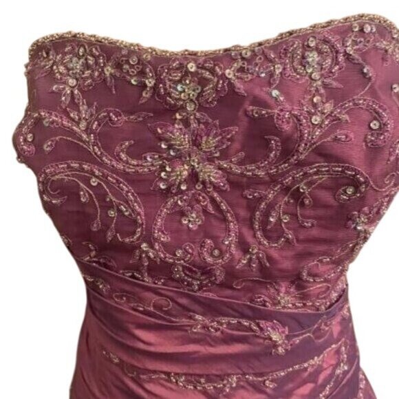 Paloma Blanca Hand Beaded Embellished Prom Quince plus size 20 Bridesmaid dress - Picture 2 of 3